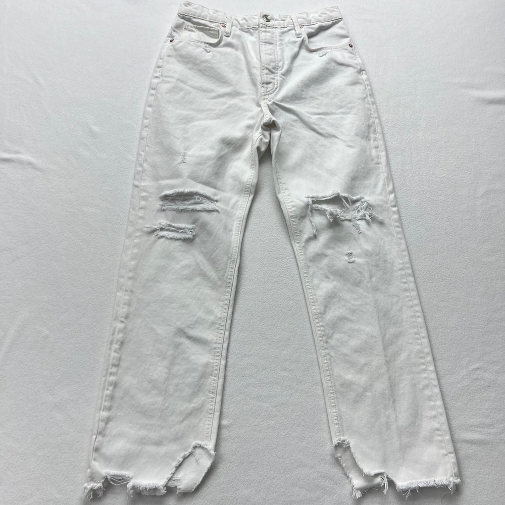 Free People Women's‎ Tapered Baggy Boyfriend Jeans Chalk White Size 27(29x28)